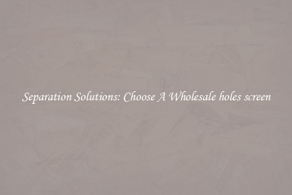Separation Solutions: Choose A Wholesale holes screen